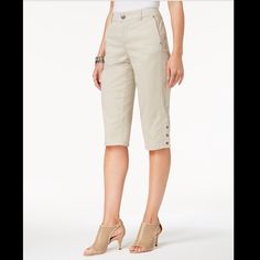 Please Check The Pictures For Details Beige Summer Pants With Buttons, Summer Beige Pants With Buttons, Knee-length Summer Bottoms With Buttons, Casual Capris With Button Closure, Casual Buttoned Knee-length Bottoms, Casual Knee-length Bottoms With Buttons, Beige Bottoms With Button Cuffs For Summer, Beige Bottoms With Button Cuffs For Spring, Spring Beige Bottoms With Button Cuffs