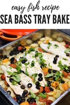 an easy fish recipe with sea bass tray bake