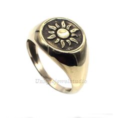 Welcome to our Shop! Shape: Sun Metal:- Brass Jewelry Type:- Ring Ring weight : 8 to 10 gm Stock Code : RIN-6581 Benefits of Brass, Improves Immunity There is plenty of zinc in brass. It is a mineral that helps in the development of immunity which is crucial for a healthy life. You may have seen your elders drinking water from a brass glass or bottle. This is because the water stored in a brass glass protects and strengthens the body. FEEDBACK: If you have any problem with your order or you are Vintage Metal Midi Ring For Anniversary, Vintage Anniversary Midi Metal Ring, Symbolic Stamped Signet Ring For Anniversary, Antique Personalized Ring, Antique Round Personalized Rings, Symbolic Brass Engraved Ring For Anniversary, Gold Promise Rings Stamped 925, Brass Dome Ring For Anniversary, Adjustable Symbolic Signet Ring For Anniversary