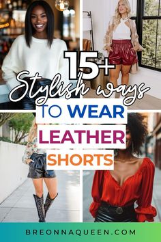 Looking for casual leather shorts outfits? This blog post offers practical and stylish ways to incorporate leather shorts into your everyday wardrobe. Click to find comfortable and fashionable looks that are easy to recreate. How To Wear Leather Shorts In Winter, Leather Shorts Country Outfit, What To Wear With Leather Shorts, Shorts In Fall Outfits, Fall Shorts Outfits Women, Red Leather Shorts Outfit, Plus Size Leather Shorts Outfit, How To Style Leather Shorts, Leather Shorts With Tights