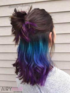 Makeup Dark, Brunette Ombre, Galaxy Hair, Bold Hair Color, Brunette Balayage, Purple Colour, Pastel Hair