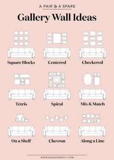 a poster with different types of couches and chairs on it's side, including the