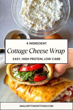 collage of cottage cheese wrap with text overlay