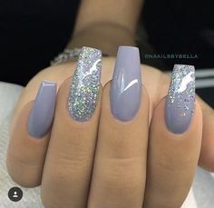 Stars Nails, Grey Lavender, Pastel Grey, Lavender Hair, Nail Swag, Acrylic Nail Art, Nail Designs Spring, Wedding Idea, Cool Nail Designs