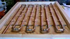 there are many copper pipes in the box