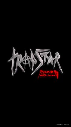 a black background with the word trash star written in red and white letters on it