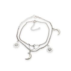 Moon silver anklets for women. The ideal accessory that will wonderfully complement your look. Do you feel like your look is a bit out of fashion and needs something refreshing? Brighten up your summer fashion style with this beautiful silver beach ankle bracelet.. Anklet details and specifications. Care tips for jewelry. Keep the jewelry away from chemicals, high temperature, bath, water, sweating, cosmetics, moisture crash to avoid any damage, please treat it carefully. Store your anklet separ Gold Body Chain, Anklets For Women, Beach Anklets, Image Svg, Gold Bodies, Silver Anklets, Crystal Chain, Waist Chain, Ankle Bracelet