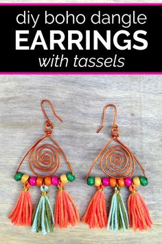 the diy boho dangle earrings with tassels are so cute and easy to make