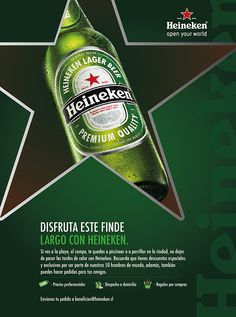 an advertisement for heineken beer with a star