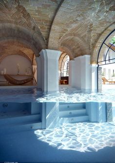 the inside of a swimming pool is shown on twitter, and it appears to be an indoor spa