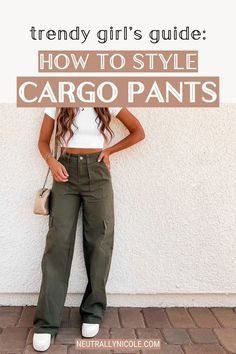 Black Cargo Pants Outfit Women, Olive Cargo Pants Outfit, Army Green Pants Outfit, Pants Outfits For Women, Baggy Pants Outfit