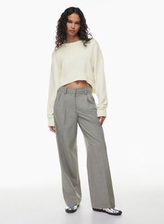 PEGGY CROPPED SWEATER | Aritzia Cropped Crewneck, Easy Shape, High Hips, Fully Fashioned, Everyday Luxuries, Ribbed Neckline, Crewneck Sweater, School Outfits, Cropped Sweater