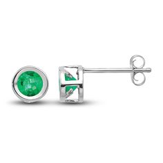 Mesmerizing bezel-set round natural emerald gemstones sparkles within high-polish trim in these stylish women's stud earrings. Fashioned in 14K white gold, the earrings secure in place with friction backs. Emerald Stud Earrings, Gold Book, Emerald Earrings Studs, Jared The Galleria Of Jewelry, Womens Earrings Studs, Gemstone Stud Earrings, Gemstone Studs, Emerald Stone, Gold Price