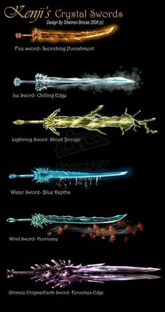 الفن الرقمي, Elemental Magic, Types Of Swords, Fantasy Props, Cool Swords, Chapter 16