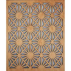 a wooden panel with geometric designs on it