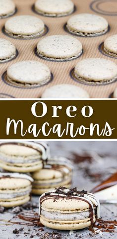 oreo macarons are stacked on top of each other