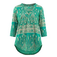 Step up your fashion game with this trendy Amoretu women's vneck paisley print blouse. Made from a soft and stretchy blend of 95% polyester and 5% spandex, this blouse is comfortable to wear and provides a flattering fit. Its 3/4 roll sleeves and curved hem add a touch of elegance, making it perfect for any occasion. Brand: Amoretu Product Name: Women's V Neck Tunic Top Style: Loose Blouse Shirt for Women Size: M, L, XL, 2XL, 3XL, 4XL Fabric: 95% Polyester, 5% Spandex Comfy and soft Neck: Split Tops For Women Long Sleeve, Tops For Women Long, Flowy Tunic Tops, Casual Blouses, Paisley Print Blouse, Flowy Tunic, Pleated Shirt, Henley Shirt, Women Tunic Tops