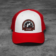 #color_red-white White Trucker Hat With Logo Patch And Curved Brim, Red Snapback Trucker Hat With Logo Patch, Red Trucker Hat With Curved Brim And Logo Patch, White Trucker Hat With Logo Patch For Baseball Season, White Trucker Hat With Logo Patch For Sports, Pvc Patches, Cobalt Blue, Cobalt, Red White