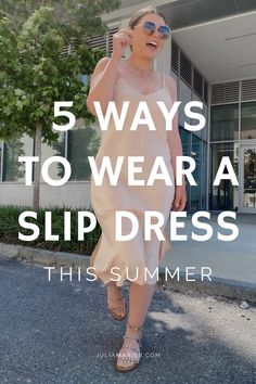 5 WAYS TO STYLE A SLIP DRESS FOR SUMMER: http://www.juliamarieb.com/2020/05/06/ro5:-slip-dress/ | @julia.marie.b Linen Slip Dress Outfit, Slip Dress With Tshirt, Slip Dress Outfit Summer, Satin Slip Dress Outfit, Black Slip Dress Outfit, How To Style A Slip Dress, Style A Slip Dress, Cami Dress Outfit, Slip Dress Casual