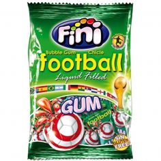 the gum candy bag is filled with gums and football balls, which are also available for