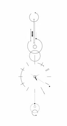 a black and white drawing of a clock with arrows pointing to different times on it