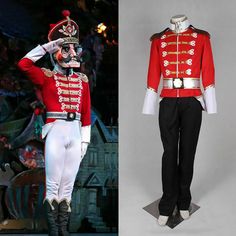 a costume worn by the nutcracker is shown next to an image of a man in uniform