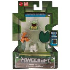 an action figure is in the packaging for minecraft series 2 figures, including a green and