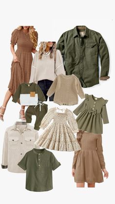 several different types of clothes and clothing for girls with long sleeves, short sleeves and collars