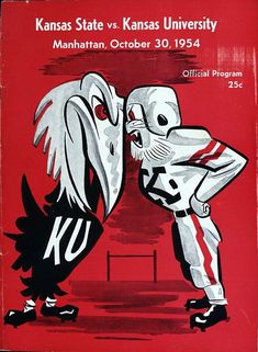 an advertisement for kansas state vs kansas university, with two football players kissing each other