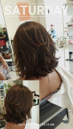 Pixar Aunt Haircut, Short Layers Back View, Brunette Shaggy Hair, Short Layered Dark Brown Hair, Layered Straight Hair Short, Short Hair With Wispy Curtain Bangs, 90 Short Hair, Short Layered Thick Hair, Butterfly Wolf Cut Hair Short