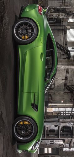 an overhead view of a green sports car