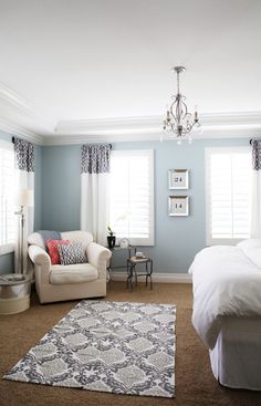 the bedroom is clean and ready to be used as a guest room or sitting area