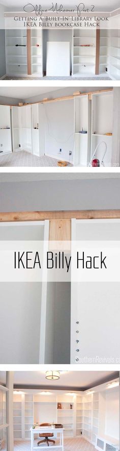 the before and after shots of ikea billy hack