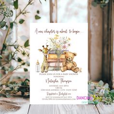 a teddy bear and giraffes baby shower party