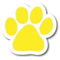 a yellow paw sticker on a white background