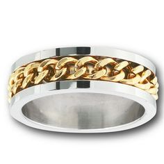 Gold-Tone Curb Link Chain Men's Wedding Ring Stainless Steel Band Gray Jewelry Female Male Size 9 All our stainless steel jewelry is crafted from the finest 316L grade stainless steel, referred to by the medical community as surgical steel, that provides a flawless finish guaranteed to stand the test of time. Our "comfort fit" jewelry is designed using the latest laser technology to ensure precision cuts, smooth edges and quality finishes. Keep your fine jewelry shiny and elegant by storing it p Engagement Ring For Him, Stainless Steel Wedding Bands, Gray Ring, Gray Jewelry, Engagement Rings Affordable, Men's Wedding Ring, Female Male, Men's Jewelry Rings, Unisex Jewelry