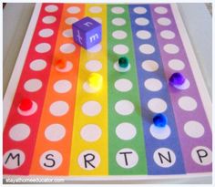 a colorful board game with the word ms r n p on it