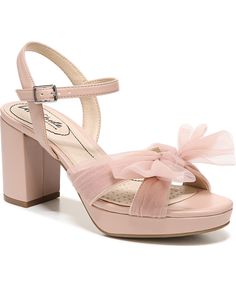 in stock Blush Pink Heels, Block Heel Platform Sandals, Construction Fabric, Dance Women, Tulle Bow, Platform Block Heels, Last Dance, Womens Wedding Shoes, Famous Footwear