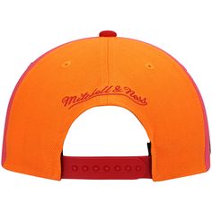 Material: 100% Polyester High Crown Structured fit Flat bill Snapback Six solid panels with eyelets Contrast-color undervisor One size fits most Embroidered graphics with raised details Dry clean only Officially licensed Multicolor Flat Bill Snapback Hat For Sports, Multicolor Snapback Hat For Sports, Orange Curved Brim Sports Hat, Retro Sports Snapback Hat With Embroidered Logo, Multicolor Snapback Baseball Cap For Sports, Orange Curved Brim Baseball Cap For Sports, Multicolor Snapback Trucker Hat For Sports, Retro Snapback Hat With Curved Bill For Sports, Orange Sports Visor Baseball Cap