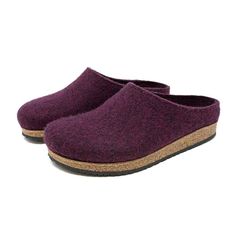 PRICES MAY VARY. Felted merino wool upper is smooth and seamless with excellent arch support Medium width, generous toe box, size down 1/2 size for a snug barefoot fit Cork/latex midsole has contoured arch, metatarsal and toe support. Traction rubber outsole. This style has no insole or insert. Support is built into cork footbed with padding from wool. 1” heel rise & 3/4 inch toe platform The Essenz is our essential wool house shoe and everyday wool clog. A modern take on our famous Original 108 Stegmann Clogs, Wool Clogs, Supportive Sandals, Dark Magenta, Wooden Clogs, Thick Socks, Leather Clogs, House Shoes, Leather Mules