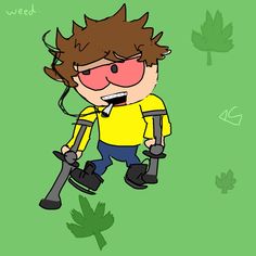 a cartoon boy with glasses and a camera in his hand is walking through the leaves