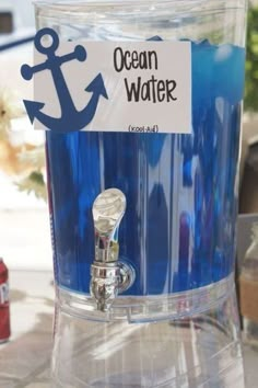 an ocean water dispenser is on display