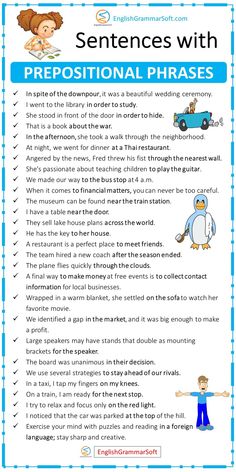 Sentences with Prepositional Phrases (50 Examples) What Is A Preposition, Eng Grammar, Jitendra Kumar, Speaking Activities English, Simple English Sentences, English Desk, Basic English Sentences, English Vinglish