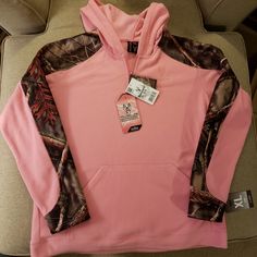 Huntworth Pink Cammo Hoodie Fleece With Kangaroo Pocket And Half Zipper. Ladies Xl Sweatshirts Hoodie Women, California Hoodie, Grey Cropped Hoodie, Carhartt Womens, Half Zip Hoodie, Under Armour Hoodie, American Eagle Sweater, Black Fleece, Zip Up Hoodies