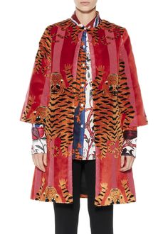 “Jokhang Tiger” a-line Coat – Libertine Art Coat, Boho Wardrobe, Eclectic Outfits, Cool Coats, Upcycle Clothes Diy, Statement Coat, Plaid Coat, Punk Outfits, Print Coat