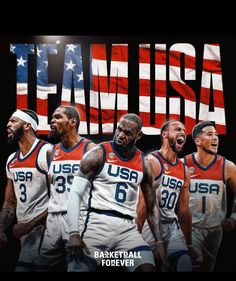 the usa basketball team is singing in front of an american flag and text that reads, i amusa