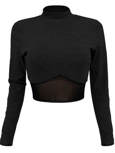 Fulfillment By AmazonMaterial: The bodycon crop tops are made of 70% polyester and 30% cotton. They are stretchy. breathable. and soft.Design:Fashion design mesh patchwork design makes the long sleeve mock neck crop tops sexy. stylish. and adorable.Easy to dress down or up.The lightweight crop tops are easy to put on or get off.Occasions: Sexy slim fit mesh crop tops are perfect for a night out. party. clubwear. hanging out. and work out.Size Chart:Tag SizeLengthChestinchinchS16.5”31.4&#82 Black High Stretch Crop Top For Winter, High Stretch Black Crop Top For Winter, Fitted Crop Top With Mesh Sleeves, Fitted Turtleneck Mesh Top For Winter, Fitted Winter Tops With Splicing Details, Fitted Winter Tops With Splicing, Fitted Splicing Tops For Winter, Stretch Long Sleeve Tops With Splicing, Fitted Crop Top With Sheer Sleeves For Fall