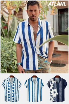 Great for leisure, work, dating, dinner, costume parties, themed parties, sun beach, vacation, BBQ, Hip Hop, daily life...perfect choice for any occasion. Blue Printed Shirt For Summer, Printed Blue Shirt For Summer, Casual Beach Shirt, Cotton Shirt For Vacation And Warm Weather, Cotton Shirt For Vacation In Warm Weather, Short Sleeve Summer Beach Shirt, Casual Shirt For Beach Vacation, Short Sleeve Shirt For Summer Beach, Casual Printed Camp Shirt For Summer