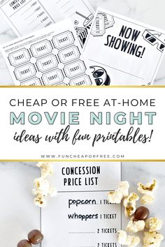 popcorn movie night with free printables for kids to use on their own project