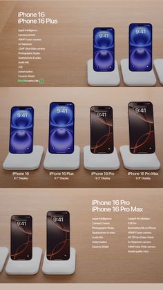 an advertisement for the new iphone is shown in multiple stages, including display and dock